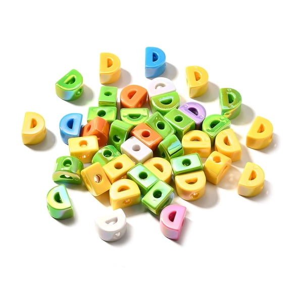 UV Plating Opaque Acrylic Beads Iridescent Letter Letter D 18.5~22.5x12~20x13~14mm Hole: 6mm