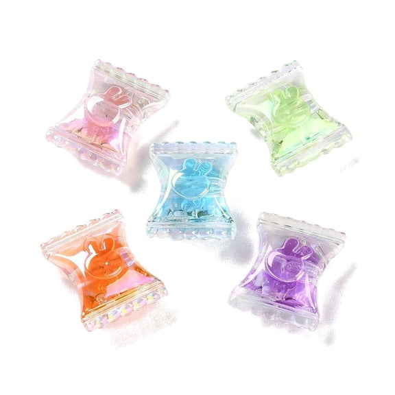 Rainbow Iridescent Acrylic Beads Bead in Bead Candy 21.5x17x9.5mm Hole: 3.5mm
