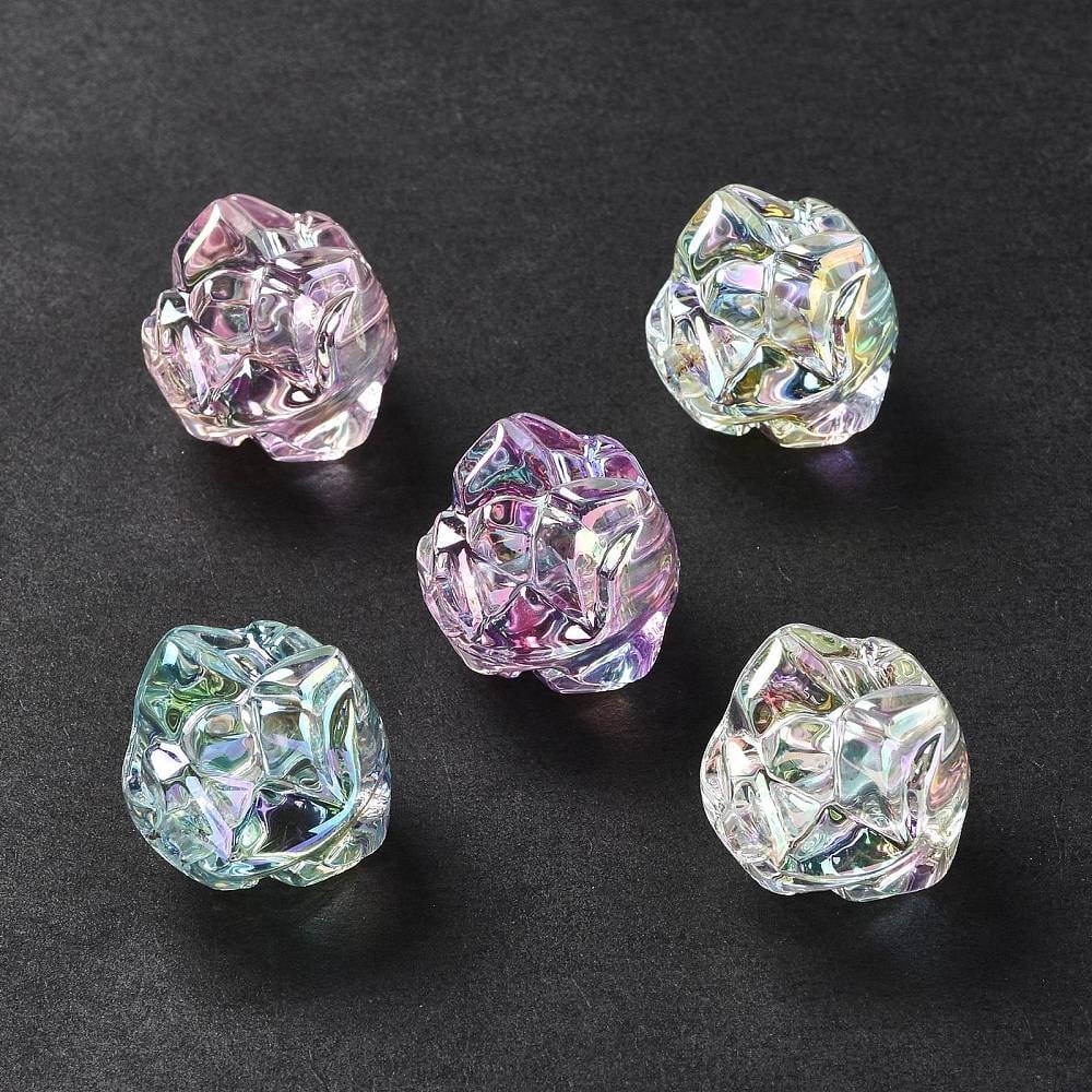 Rainbow Iridescent Acrylic Beads Flower Mixed Color 17x17x15.5mm Hole: 3.2mm