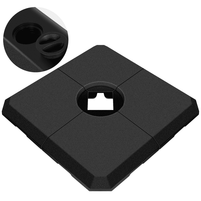 UV Protected Black HDPE Umbrella Base, 4-Piece Set, 317 LBS Heavy Duty, Easy-Fill Spouts, Umbrella Stand Base for Beach, Garden, Outdoor