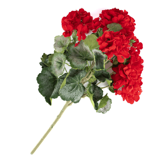 UV Protected Indoor or Outdoor Faux Red Geranium Bush - For Spring and Summer Flower Arrangements and Displays