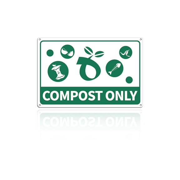 UV Protected & Waterproof Aluminum Warning Signs COMPOST ONLY Colorful 30x20cm Hole: 4mm DIY