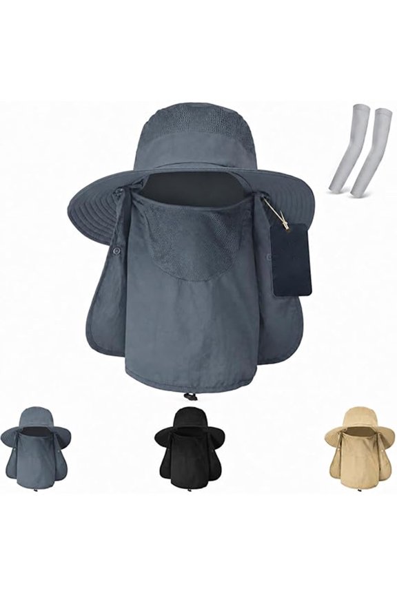 UV Protection Bucket Hat UPF 50+, 364 Safari Hat with Full Face & Neck Coverage, Sun Protection Performance Shield Hat(E)