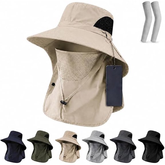UV Protection Bucket Hat UPF 50+, 368 Safari Hat with Full Face & Neck Coverage, Sun Protection Performance Shield Hat(I)