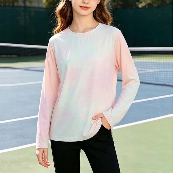 UV Protection Girls Tie Dye Long Sleeve Shirt Quick Dry UPF 50+ Outdoor Green,Size 9-10 T
