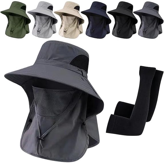 UV Protection Outdoor Fisherman's Hat, Spring/Summer Fisherman's Hat Detachable Outdoor Sun-Protective Face Covering(B)