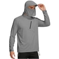 thumbnail image 1 of UV Protection Shirts for Men High Neck Long Sleeve Pullover Top UPF 50+ Lightweight Breathable Shirt with Built In Face Cover, 1 of 5