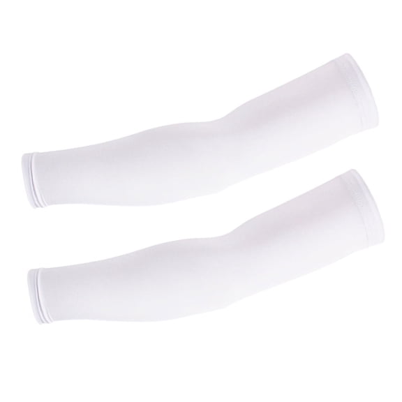 UV Protection Sleeves for Sun Block White Spandex Silk Unisex Breathable Elastic Cool Arms Cover Size L