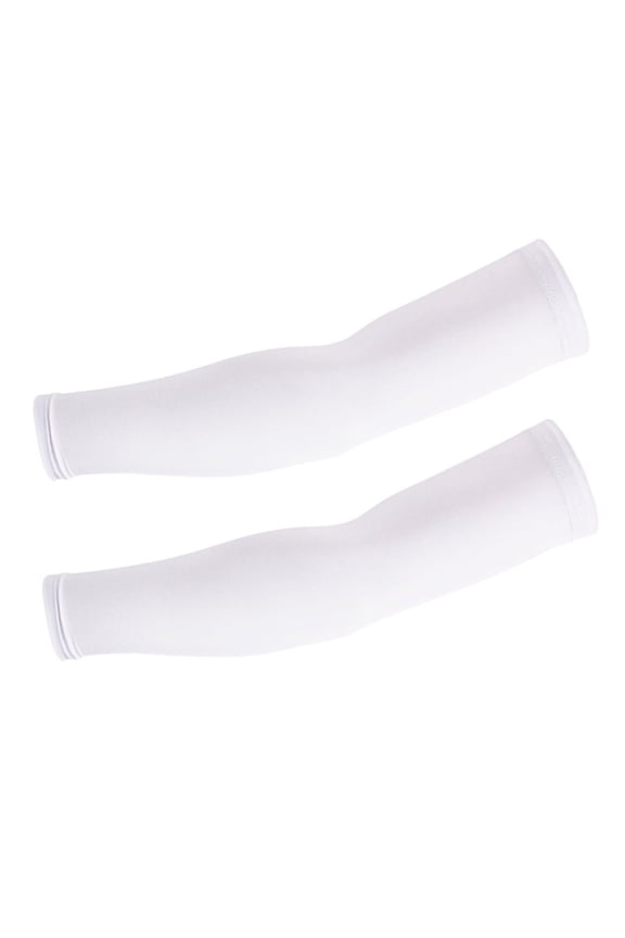 UV Protection Sleeves for Sun Block White Spandex Silk Unisex Breathable Elastic Cool Arms Cover Size L