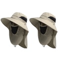 thumbnail image 1 of UV Protection Sun Hat with Neck Flap & Face Cover, Breathable Fishing Hiking Hat for Men Women, Khaki 2 Pack, 1 of 4