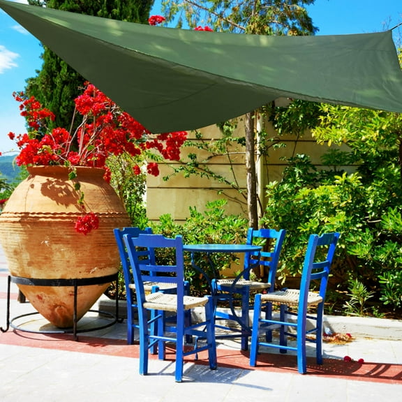 UV Protection Sun Shade Tent, Portable Triangle Sunscreen Canopy with Ground Stakes for Camping, Beach, Garden, and Poolside