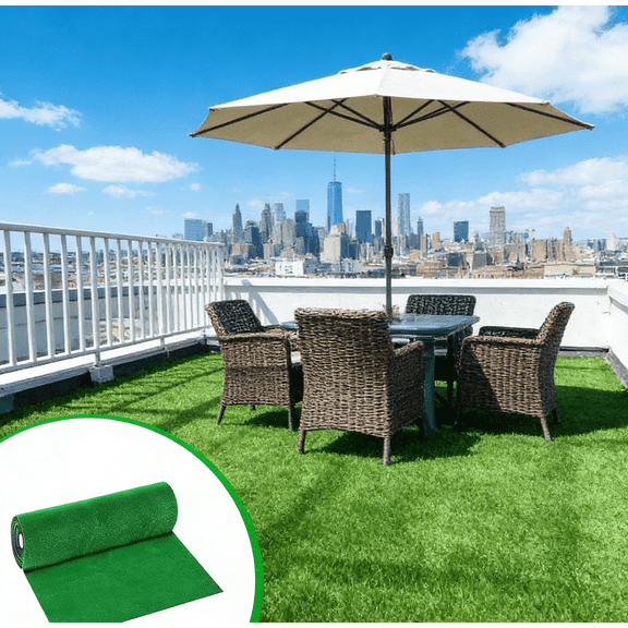 Balcony Kindergarten & School Outdoor Indoor Use Artificial Turf, UV-Protective, Fade-Resistant, Dense, Waterproof Plastic Grass Mat, 39.4in