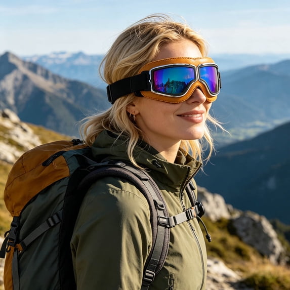 UV Protective Outdoor Sports Goggles, Wind Resistant Anti-Scratch Ski & Motorcycle Goggles with Soft Foam Padding, Multicolored Lens Eyewear for Snowboarding, Biking and Outdoor Racing