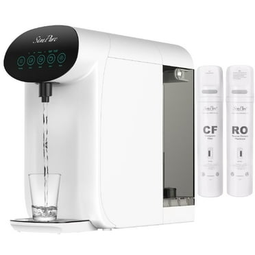 UV Purification Countertop Reverse Osmosis System, SimPure RO Water Filtration System, 170 OZ Capacity | 4: 1 Pure to Drain | CF & RO Replacement Cartridges | SGS Test | 4 Stage | Y7P-W