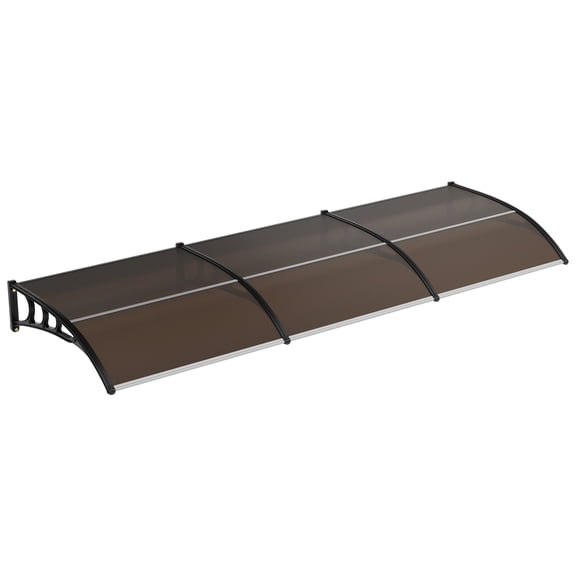 UV, Rain, Snow and Sun Protection Polycarbonate Outdoor Awning Canopy, Heavy Duty Plastic Steel Bracket, Weatherproof Cover for Windows, Brown, 100x300cm