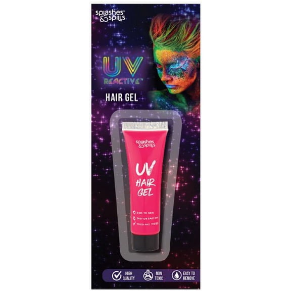UV Reactive Hair Gel, Halloween Make Up for Adults, by Splashes & Spills