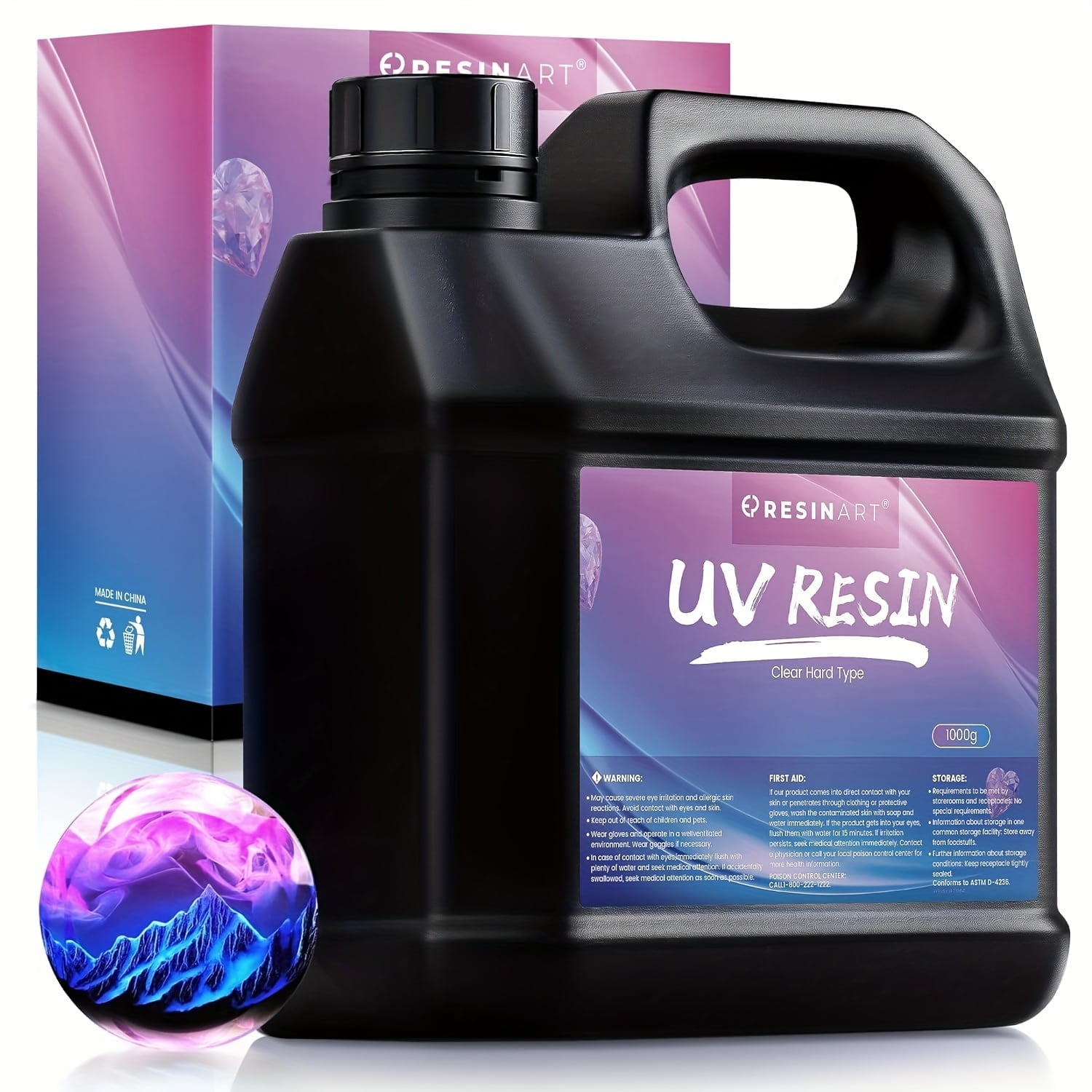 UV Resin Crystal Clear Hard Glue – Ultraviolet Curing Epoxy For DIY Crafts, Handmade Jewelry, Clear Finish