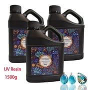UV Resin,1500g Crystal Clear Fast Curing Resin for DIY Craft Jewelry Making, Ultraviolet Odorless Thin Epoxy Resin, Low Shrinkage UV Resin Kit for Mold, Casting & Coating