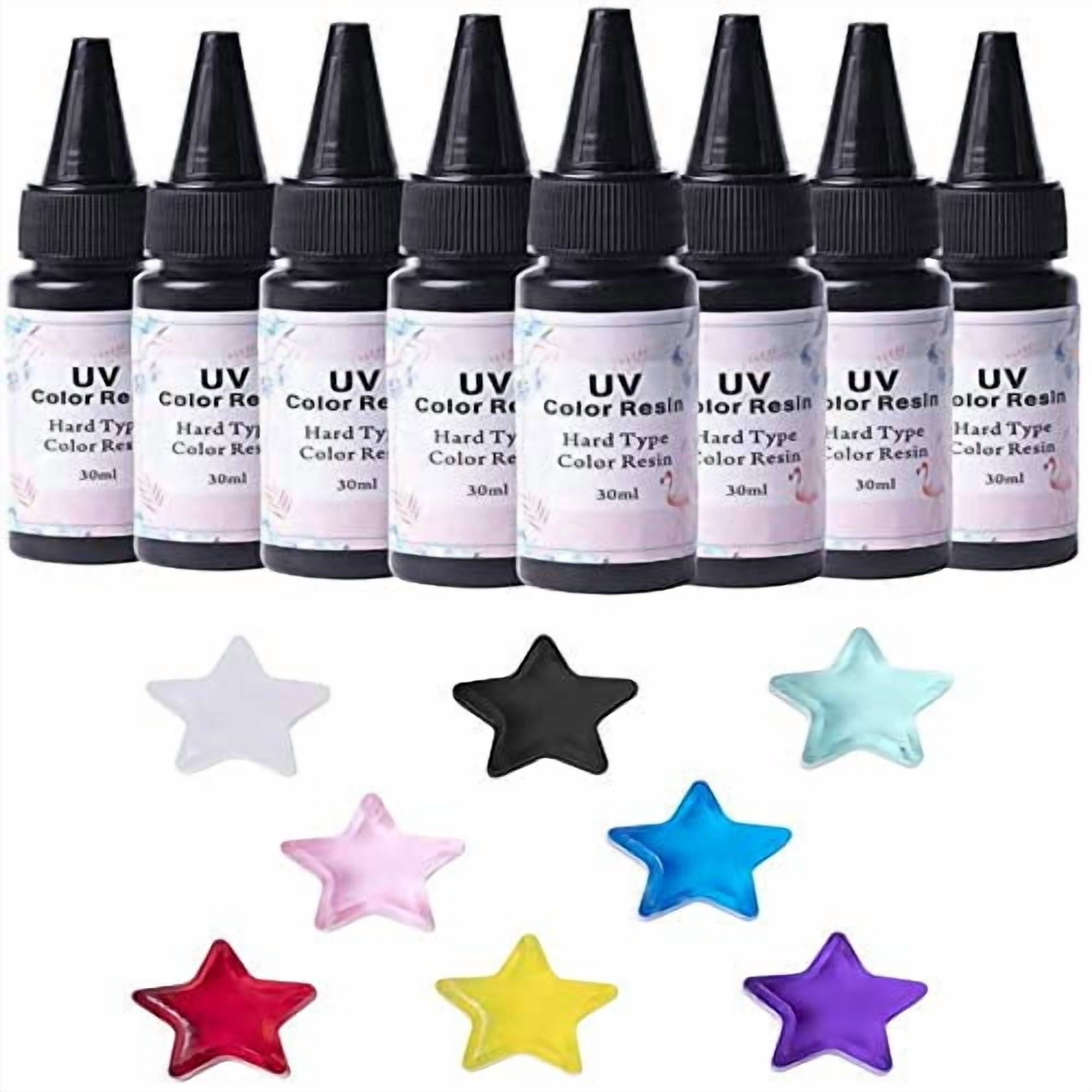 UV Resin-8x 30ML Color Epoxy Resin -Black White Yellow Purple Green Blue Pink Red- No Need Mix Pigment, High Gloss