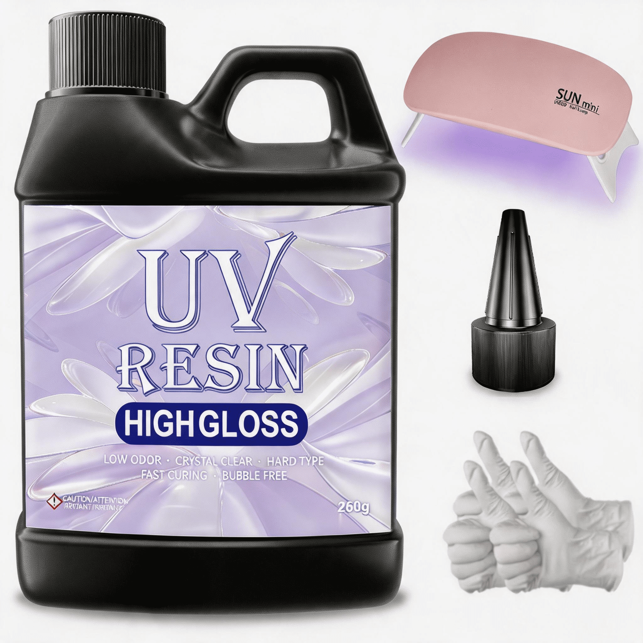 UV Resin Quick Drying 260g, Hard Clear UV Resin Kit, DIY Jewelry Making Adhesive For Pendants Earrings Bracelets Craft
