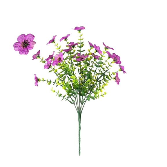 UV Resistant Artificial Fall Mums - 1 Bundles Yellow Faux Daisy Silk Flowers for Outdoor Planters, Porch & Home Decor,Purple Pink