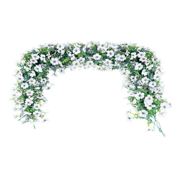 UV Resistant Artificial Fall Mums Garland 5.9 FT Daisy Flowers Vine with Leaves for Outdoor Decor Hanging Flowers for Porch Patio Planter Home Garden Party Decoration