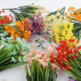 thumbnail image 1 of UV Resistant Artificial Flowers with Green Leaves, Realistic Faux Plastic Floral Bouquet, All Weather Indoor Outdoor Decor for Garden Porch Wedding Home Vase Arrangement（Red）, 1 of 9
