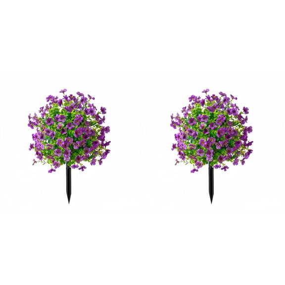UV Resistant Artificial Flowers Outdoor Shrubs with Ground Stake,23.62 Inch Realistic Flower Bushes for Garden Patio Yard Porch Decoration, for Indoor Outdoor Use,Wedding Party Decor