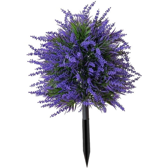UV Resistant Artificial Lavender Bush,20 Inch Faux Lavender Flowers for Garden Patio Yard Decor - Weatherproof Lifelike Fake Bush
