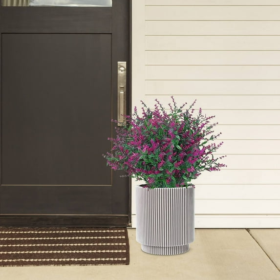 UV Resistant Artificial Lavender Flowers - Set of 8 Bouquets with 5 Stems Each, 15"" Tall Faux Plants for Outdoor Garden & Porch Decor