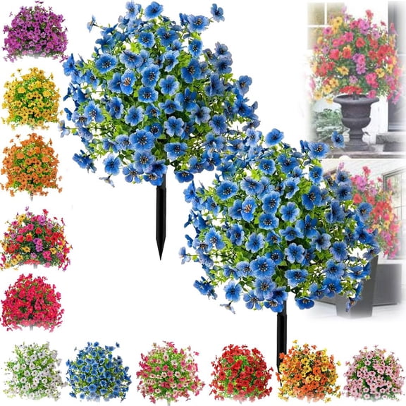 UV Resistant Artificial Outdoor Flowers 1/2PCS faux topiary ball plants UV protected realistic design with ground stakes for garden yard porch and planter spring decor