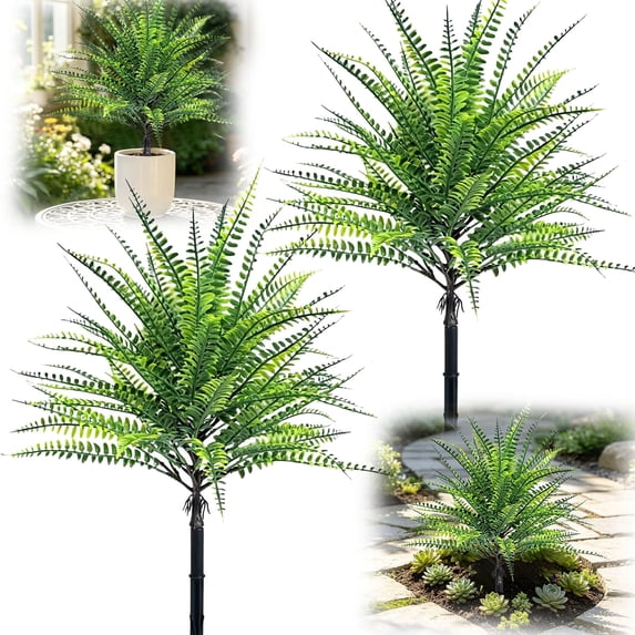 UV Resistant Artificial Outdoor Plants with Spikes, 23 Inch Faux Plants Fake Foliage Shrubs Greenery for Garden Office Patio Wedding Farmhouse Indoor Decoration