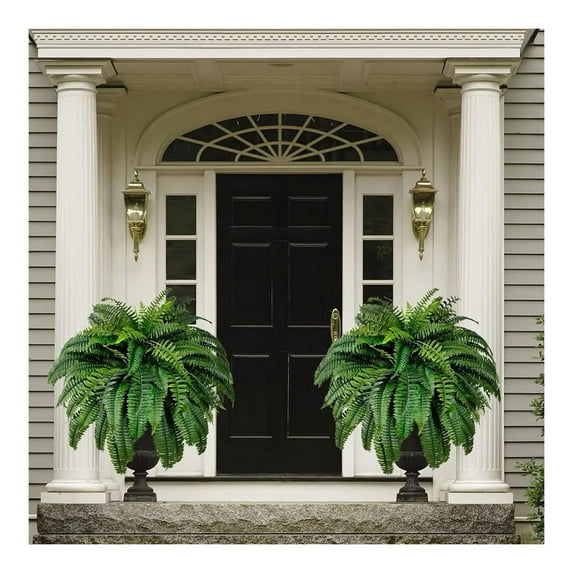UV Resistant Boston Ferns for Outdoor 43.31inch Artificial Fake Plants Natural Lifelike Growhabity Ferns Decoractions for Porch Indoors Home Garden Entrance Farmhouse Windowsill