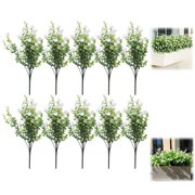 UV Resistant Fake Eucalyptus 10 Pcs - White Artificial Flowers for Outdoor, Indoor, Lifelike Foliage