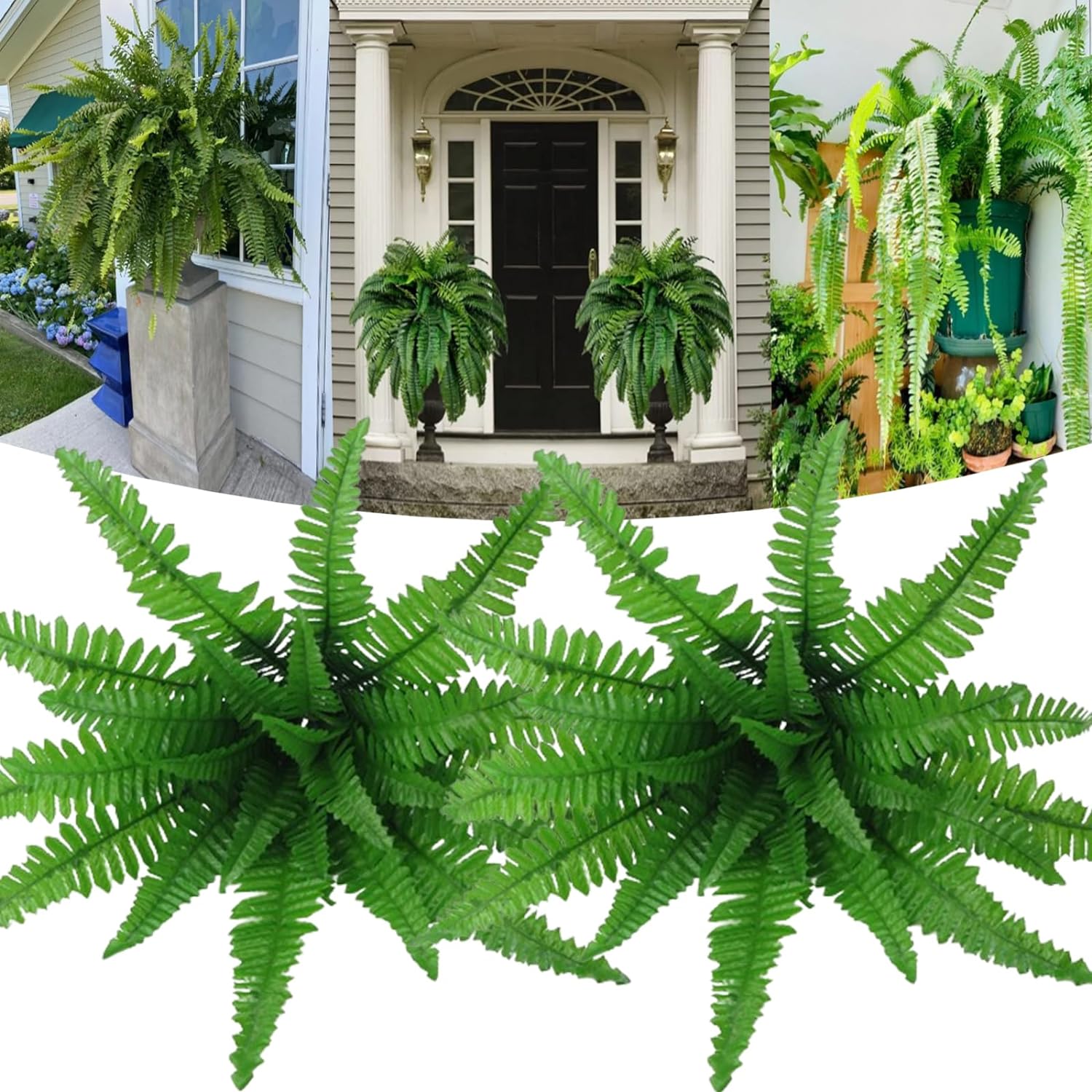 UV Resistant Lifelike Artificial Boston Fern, Artificial Ferns for