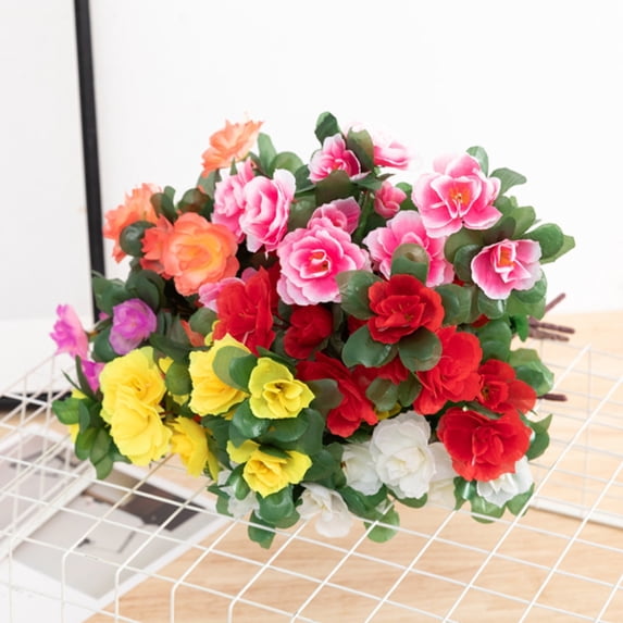 UV Resistant Outdoor Artificial Silk Flowers, Weatherproof Faux Fake Florals for Patio Garden Yard Decor