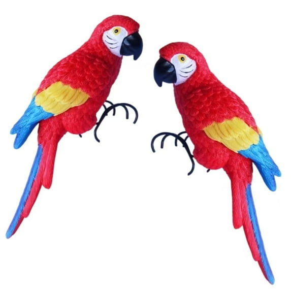UV-Resistant Resin Parrot Statue - Weighted Tiki Bar Decor for Outdoor Garden, Pool Party & Patio - Parrot Decor Outdoor (2 Pieces)