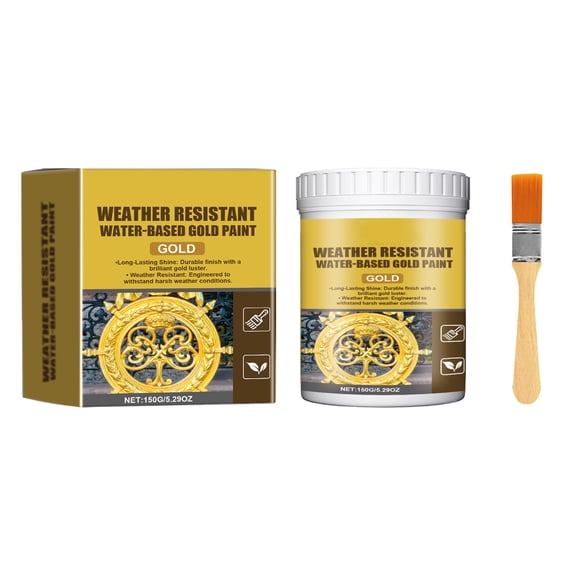 UV-Stable Outdoor Gold Leaf Coating, Water-Based Multi-Surface Paint with Weather Resistant Formula