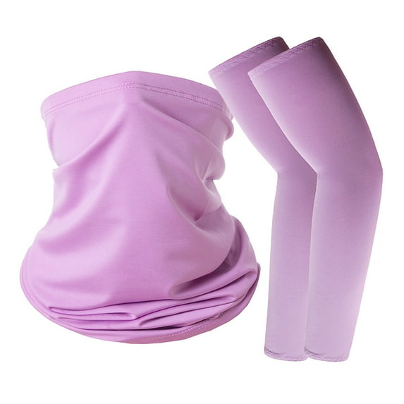 UV Sun Protection Arm Sleeves with Face Cover, Bandana Neck Gaiter Scarf Ice Silk Cooling Sleeves Set, for Women Men Summer Outdoor Activities Supplies