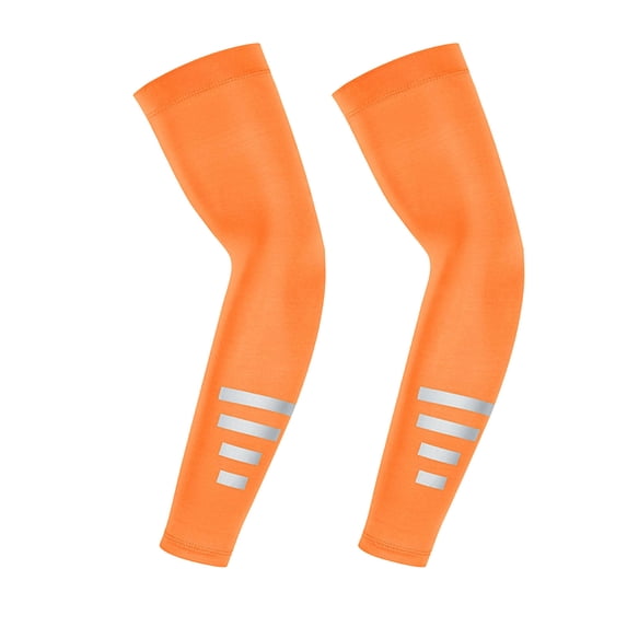 UV Sun Protection Arm Sleeves for Men Women Reflective Breathable Compression Sleeves Golf Outdoor Sports 1 Pair Orange Free Size(Free Size)