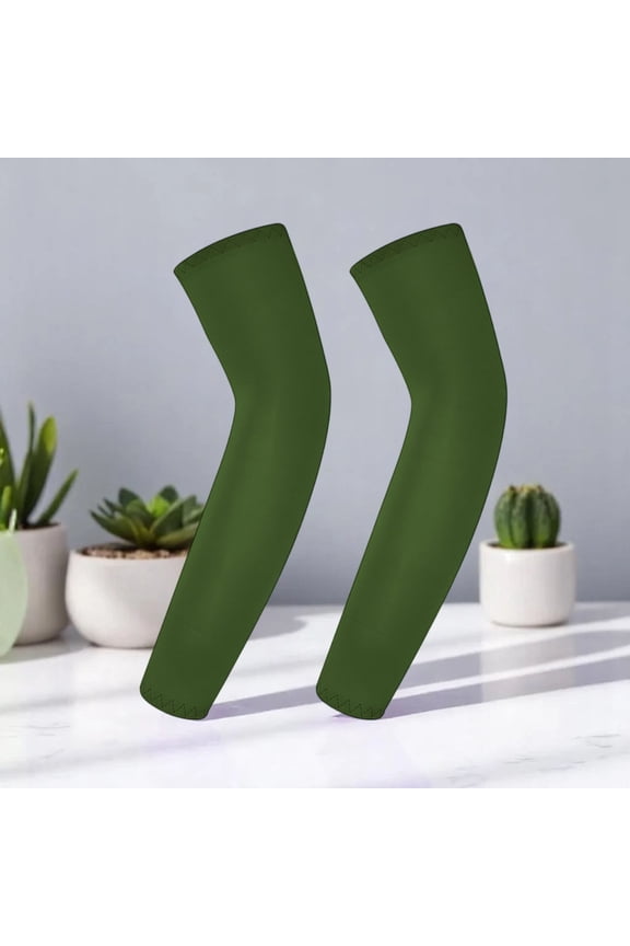 UV Sun Protection Cooling Arm Sleeves, Outdoor Sports Ice Silk Sun Compression Arm Sleeve for Men Women Teenager Army Green L