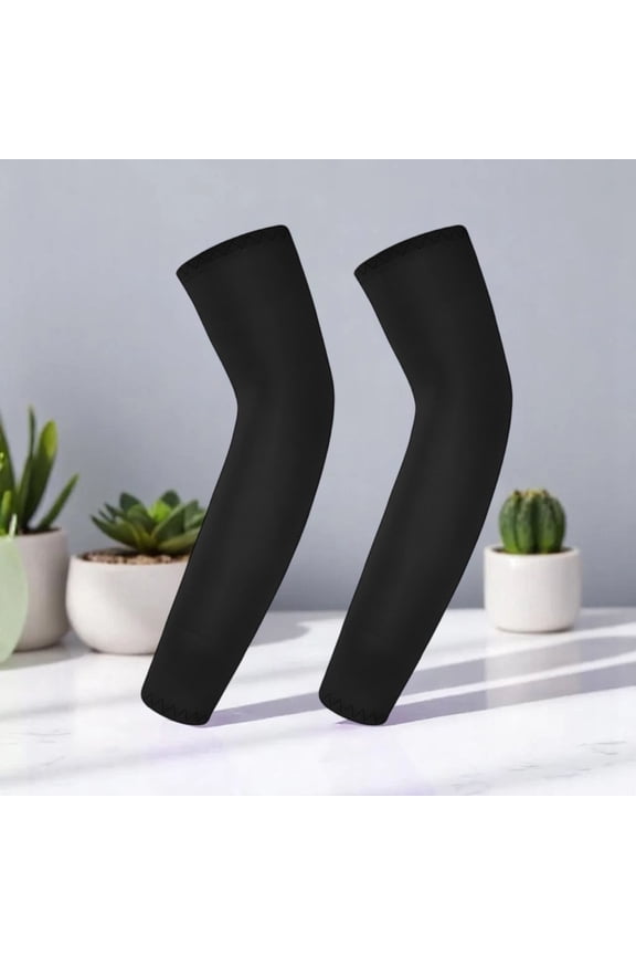 UV Sun Protection Cooling Arm Sleeves, Outdoor Sports Ice Silk Sun Compression Arm Sleeve for Men Women Teenager Black L
