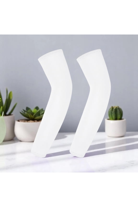 UV Sun Protection Cooling Arm Sleeves, Outdoor Sports Ice Silk Sun Compression Arm Sleeve for Men Women Teenager White S