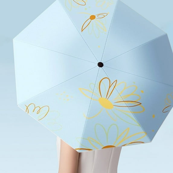 UV Sun Umbrella Compact Folding Travel Umbrella and Close for Windproof, Rainproof & 99.9% UV Protection Parasol with Black Anti-UV Coating/ Home Essentials