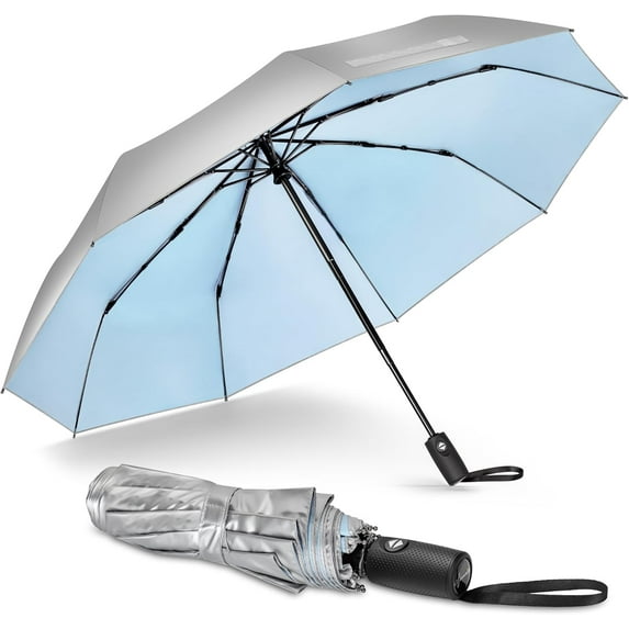 UV Umbrellas for Sun Protection 46 Inch,UPF 50+ Travel Folding Sun Umbrella Auto Open Windproof Compact for Men Women