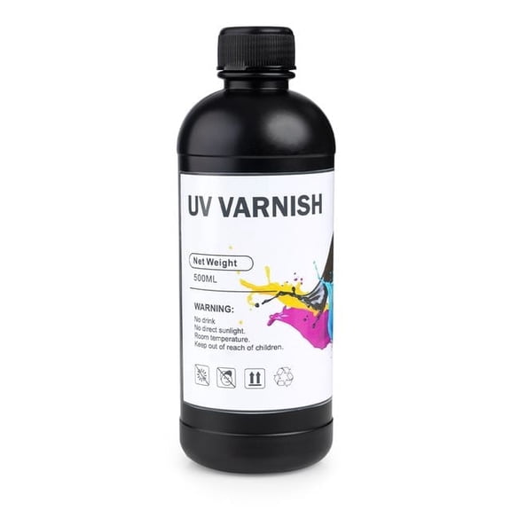UV Varnish Transfer Printer Ink 500mL Bottle Refill Soft Ink Premium Ultraviolet Curable Direct to Film Printing AB Film Sticker Decal Custom Logo Branding Drink Glass Bottles, Phone Cases, ETC