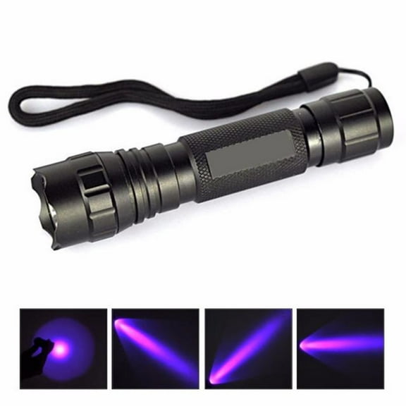 UV WF-501B LED 365NM Ultra Violet Blacklight Flashlight Torch 18650 Light Lamp High-Powered LED Flashlight with Adjustable Focus, Water-Resistant, Durable Aluminum Body, Ideal for Outdoor Use