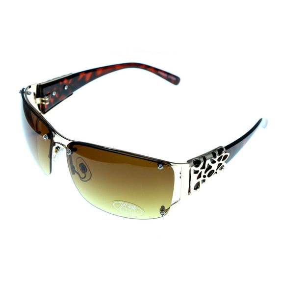 UV protection Semi-Rimless-Sunglasses Tortoise-Shell & Yellow Colored #3937