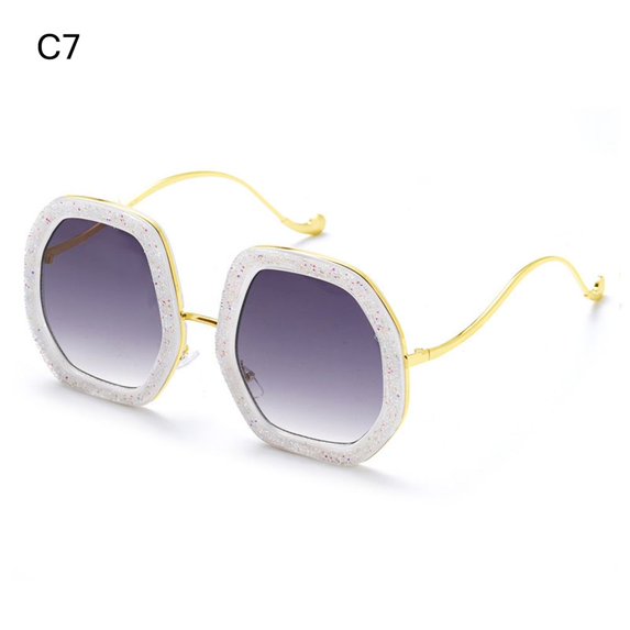 UV400 Eyewear Eyeglasses Polygon Frame Sunglasses for Women Diamond Sun Glasses Oversized Men's Shades C7