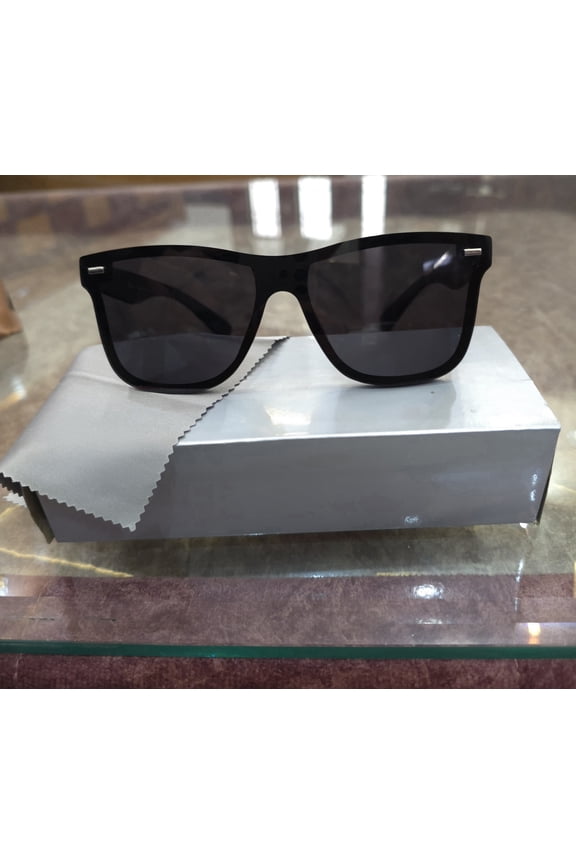 UV400 Flat Square Sunglasses, Polycarbonate Mirror Frame, Black Lens, Unisex